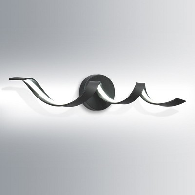 LLHZSY Modern Spiral Design LED Bathroom Vanity Light Dimmable Wall Light - 23 3/5 Inch - Black
