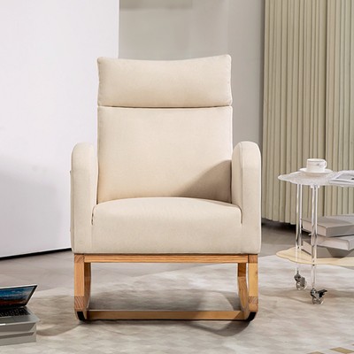 Rocking Chair Nursery, Upholstered Glider Chair With anti-slip strips, High Back Nursing Chair for Breastfeeding for Bedroom, Living Room