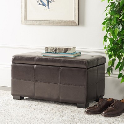 Maiden Black Faux Leather Tufted Storage Bench