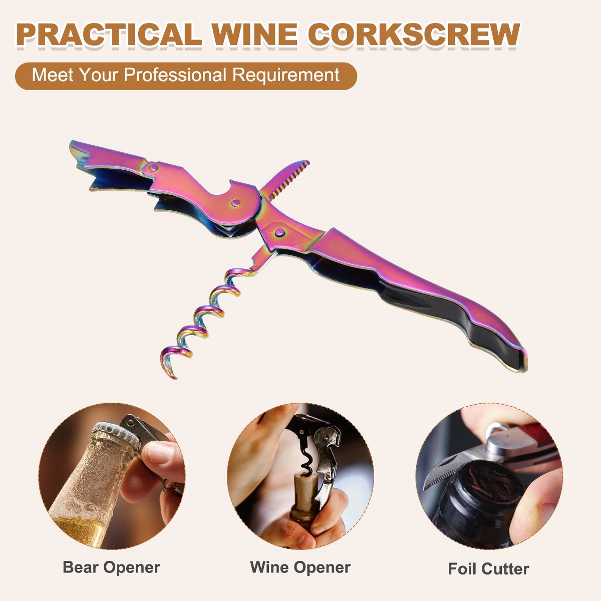 Unique Bargains Stainless Steel Wine Opener, Waiter Corkscrew Professional Wine Key Bottle Openers - thumbnail 5