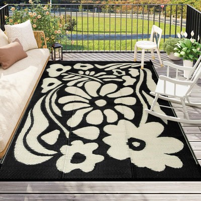 Lahome Outdoor Back to College Series Plastic Straw Rug-Waterproof Reversible Mat for Patio,Balcony,Deck,Backyard,Beach