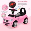 Kids Foot-to-Floor Push Car with Horn, Music, Headlights & Under-Seat Storage – Pink - 4 of 4