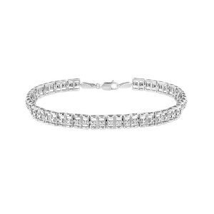 Haus of Brilliance Silver 1/10 Cttw Diamond Double-Link Rolex Tennis Bracelet - 1 of 4