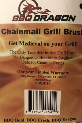 BBQ Dragon Bristle Free Super-Safe Chainmail Grill Brush BBQD180