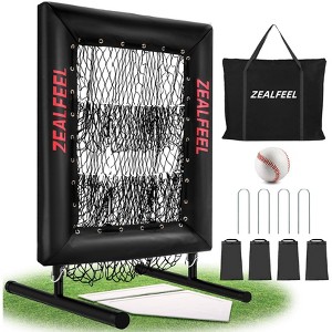 Zealfeel Baseball Pitching Net Pro, 9-Hole Adjustable Strike Zone Trainer with Ball & Home Plate - 1 of 4