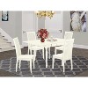 5-Piece Linen White Finish Solid Wood Top - Dining Room Set - Seats 4 - 2 of 4