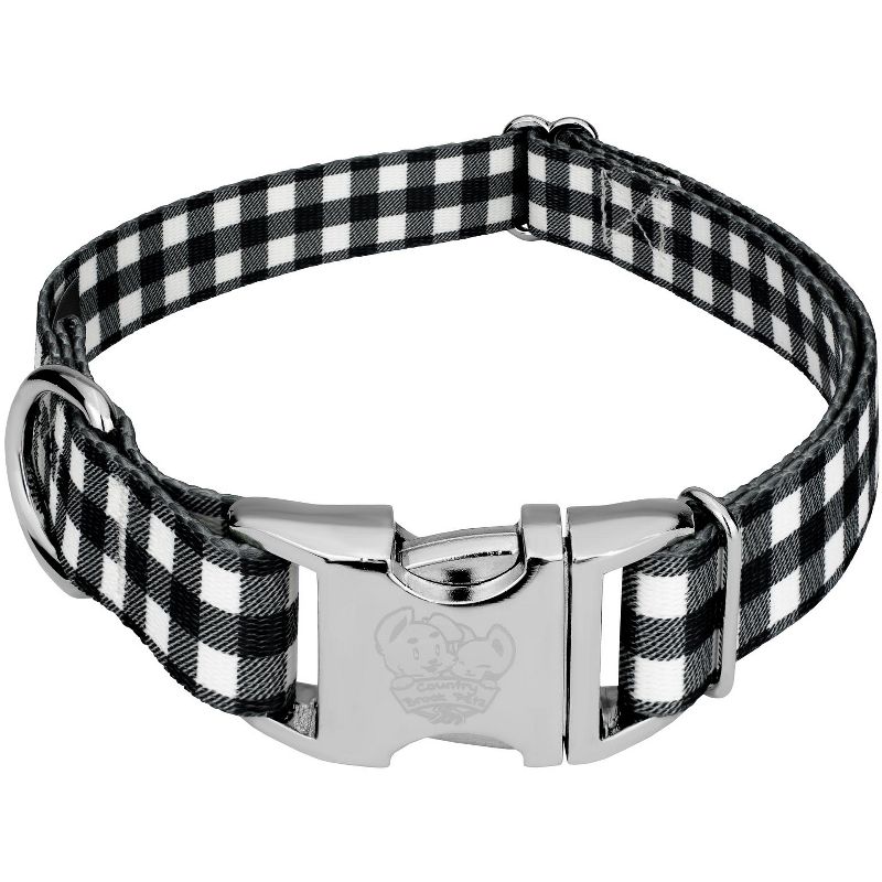 Country Brook Petz Premium Black & White Buffalo Plaid Dog Collar, 1 of 7
