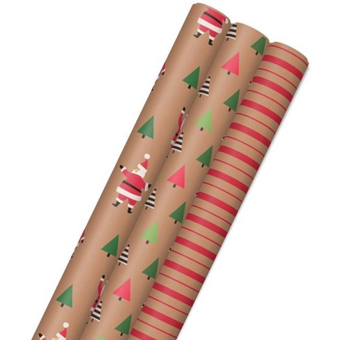 RUSPEPA Christmas Gift Wrapping Paper - Red and White Paper with A Metallic Foil