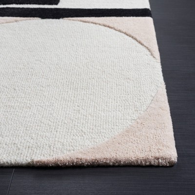 Blush and Black Hand-Tufted Wool Area Rug, 2' x 3'