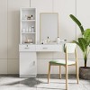 Modern Vertical Dressers,Wooden Dresser With Drawers And Open Shelves,Hair Desk With 3 Round Holes,Vertical Dresser For Bedroom-Cuddlewood - 3 of 4