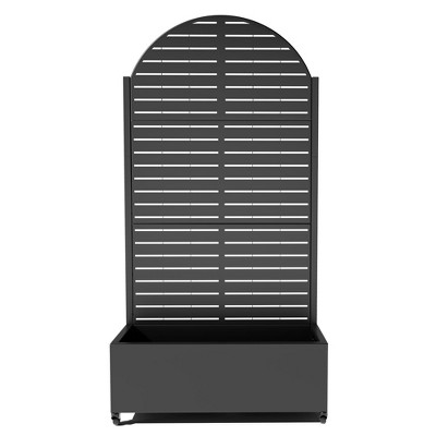 TUYOHW Metal Planter Box with Trellis, Metal Raised Garden Bed with Trellis, Garden Box for Climbing Plants, Flower