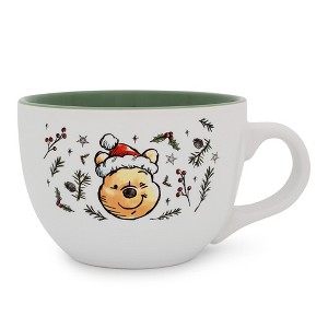 Silver Buffalo Disney Winnie the Pooh Holly Holidays Ceramic Soup Mug | Holds 24 Ounces - 1 of 4