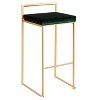 LumiSource Set of 3 Fuji Stacker Barstools Gold/Emerald Green Velvet - 2 of 4