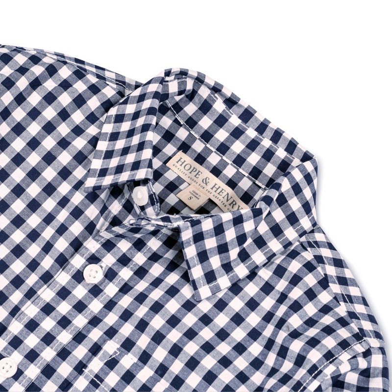 Hope & Henry Boys' Organic Long Sleeve Stretch Poplin Roll-Up Button Down Shirt, Infant, 2 of 8