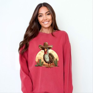 Simply Sage Market Turkey Bird Western Garment Dyed Sweatshirt - 1 of 4