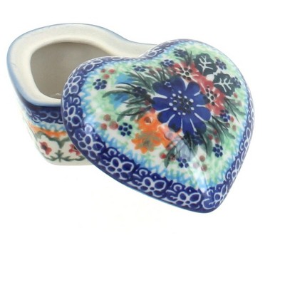 Blue Rose Polish Pottery Ashley Small Heart Box