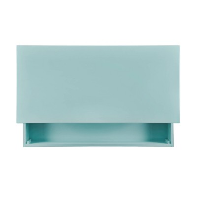 Turquoise Wood Lift-Top Standing Desk with X-Frame Legs