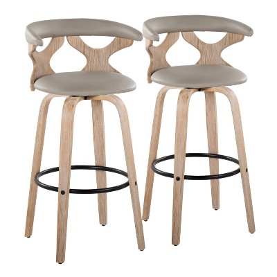 Set of 2 Gardenia Barstools White Wash/Black/Light Gray - LumiSource