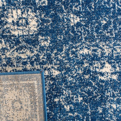 Navy and Ivory High Pile Synthetic Rectangular Rug