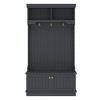 Okak Modern Hall Tree with Storage Shoe Bench, Freestanding Coat Rack with 3 Hooks and 2 Shelves, Entryway Storage for Living Room, Black - 4 of 4