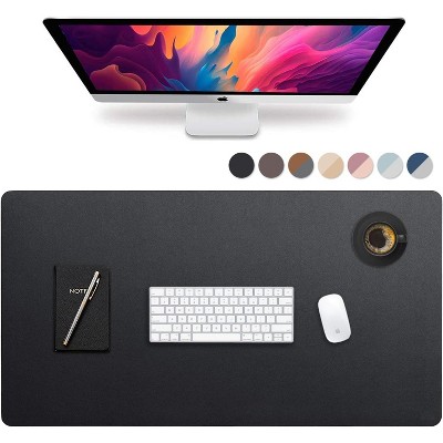 Leather Desk Pad 36" x 20", Vine Creations Office Desk Mat Waterproof Black - Premium Quality - Smooth Mouse Writing Surface