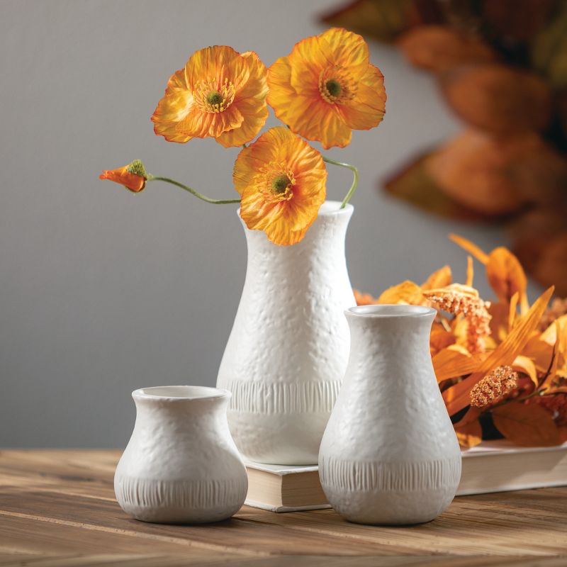 Sullivans 3", 5" & 6" White Chiffon Stone Vase - Set of 3, 5 of 7