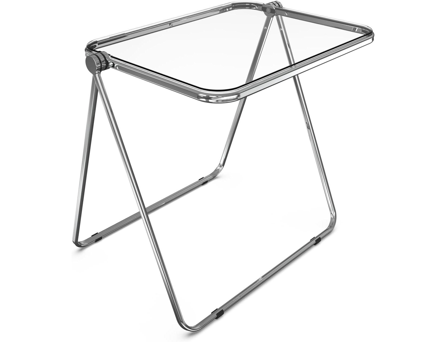 VINGLI Folding Acrylic Table Small TV Tray for Snack Dinner on Couch, Tiny Foldable Desk Writing Desk for Home Office for Small Spaces