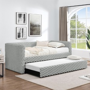 Twin Size Upholstered Daybed with with Trundle for Bedroom and Living Room - 1 of 4