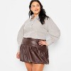 Women's Drop Waist Faux Leather Bubble Mini A-Line Skirt - Future Collective Brown - 3 of 3