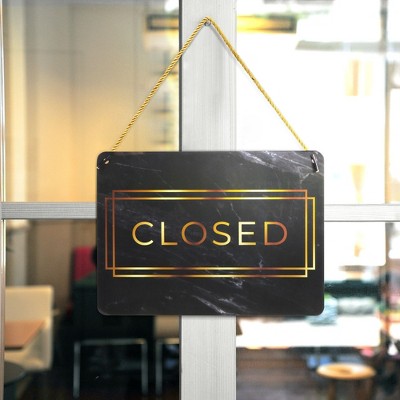 Gold Marble Double Sided Open Closed Hanging Sign, 2 Pack