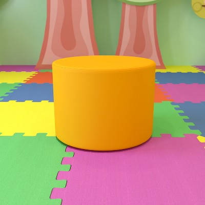Modular Yellow Vinyl Round Ottoman for Versatile Spaces