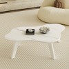 FURNIinspire Coffee Tables Minimalist White Imitation Marble Cloud Shaped MDF with Solid Wood Legs for Dining Living Room, White, 47.2"*34.2"*14" - 4 of 4