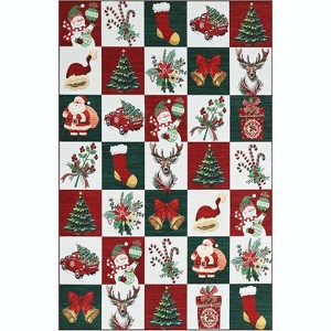 Christmas Washable 2x3 Rugs for Entryway,Bedroom Bedside Rug Xmas Style Prints Holiday Decor - 1 of 4