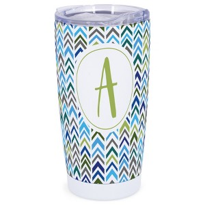 Elanze Designs A Monogram Herringbone Arrows Wrap-Around Design 20 Ounce Stainless Steel On-The-Go Coffee Mug, Thermal Travel Tumbler with Leak - 1 of 4