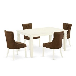 HomeStock 5-Piece Linen white Solid Wood Top-Rectangular Dining Room Set with Butterfly Leaf-Seats 4 - 1 of 4