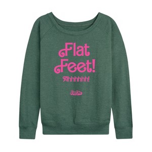 Women's - Barbie - Barbie Movie Flat Feet Lightweight French Terry Wide Neck Long Sleeve Shirt - 1 of 4