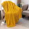 Itopfox Fleece Blanket Throw - Yellow Soft, Plush, Fluffy, Fuzzy, Warm, Cozy Perfect for Couch, Bed, Sofa with Pompom Fringe Flannel - 4 of 4
