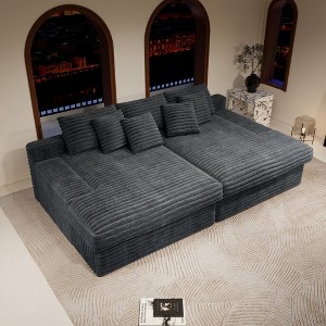 118.1"66.9" Plush Corduroy 2-Piece Modular Sectional Sofa with No Assembly Required and Comfortable Chaise Lounge - 1 of 4
