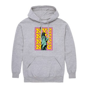 Men's - Instant Message - NYC Statue Of Liberty Stacked Graphic Fleece Pullover Hoodie - 1 of 4