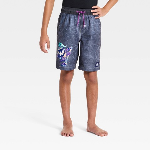 Nintendo Boys' Nintendo Super Mario Brothers Swim Shorts - Purple/Black S