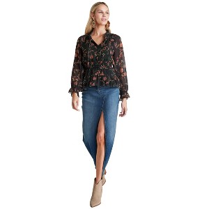 VENUS Womens Sheer Printed Blouse - 1 of 3