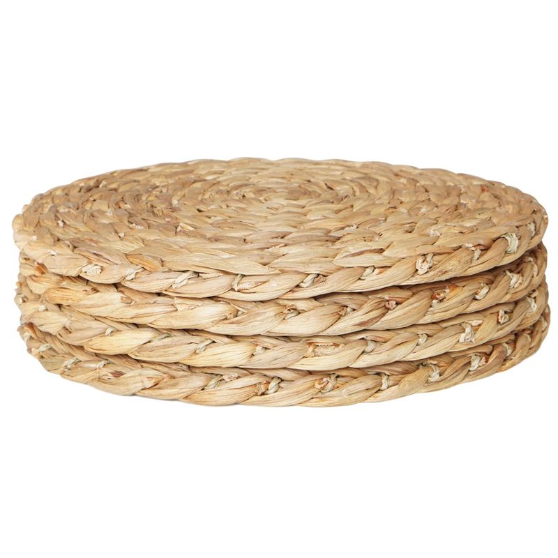 Vintiquewise Set of 4 Decorative Round Natural Woven Handmade Water Hyacinth Placemats, 5 of 8