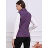 Allegra K Women's Stand Collar Lightweight Gilet Quilted Zip Vest - 4 of 4