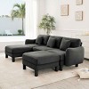 U-Shape Sectional Sofa with Ottomans, Boucle 3-Seater Sofa with Armrests and Cylindrical Legs, Fabric Couch with Cushion-Coolbibila - 2 of 4