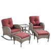 Gymojoy 5-Piece Outdoor Rocking Chairs All-Weather PE Wicker Patio Rocker Chairs with Ottoman Side Table - 2 of 4