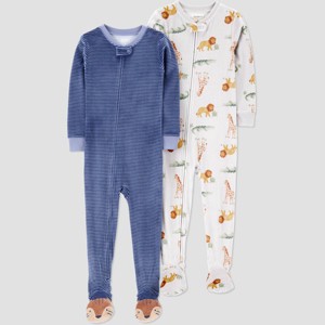 Carter's Just One You® Toddler Boys' 2pk Snug Fit Long Sleeve Fleece Footed Pajama - 1 of 4