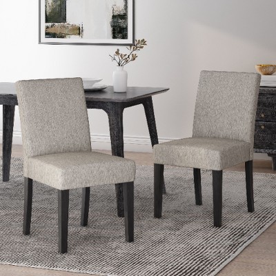 Upholstered Contemporary Armless Dining Chairs – Set of 2 Accent Side Leisure Chairs with Rubberwood Legs -Christopher Knight Home Wingback Chairs