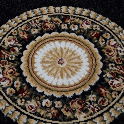 Black Rectangular Medallion Synthetic Area Rug