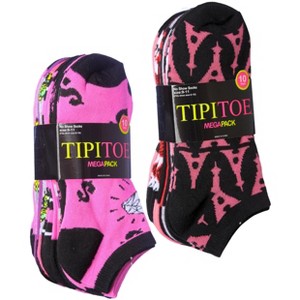 Tipi Toe Women's & Girls 20 Pairs Vivid Magenta & Dark Tones Colorful Patterned Ankle/Low Cut Socks - 1 of 1
