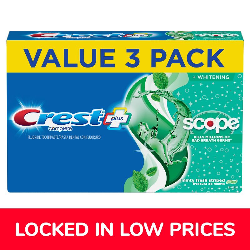Crest + Scope Complete Whitening Toothpaste Minty Fresh - 5.4oz/3pk, 4 of 14